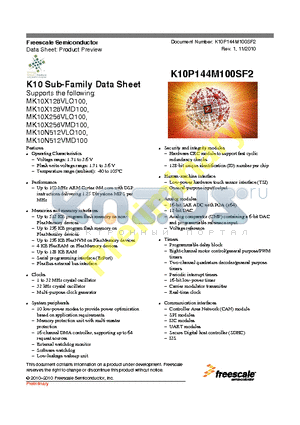 MK10X256VLQ100 datasheet - K10 Sub-Family Data Sheet