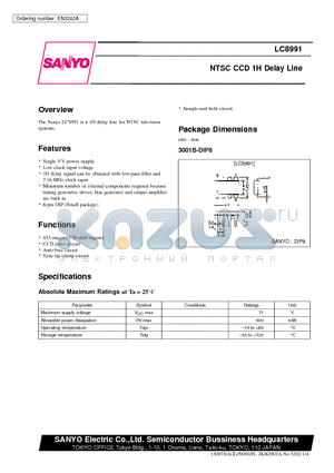 LC8991 datasheet - NTSC CCD 1H Delay Line