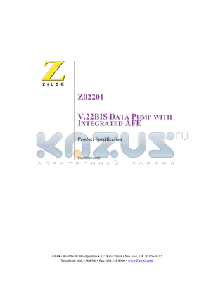 Z02201 datasheet - V.22BIS Data Pump with INTEGRATED AFE