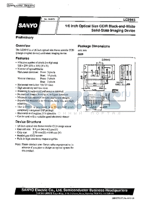 LC9945 datasheet - 1/6 Inch Optical Size CCIR Black-and-White Solid-State Imaging Device