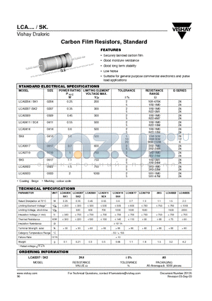 LCA0204/SK1 datasheet - Carbon Film Resistors, Standard