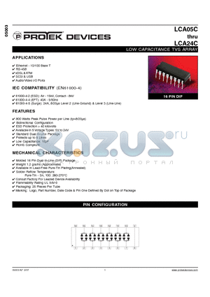 LCA08C datasheet - LOW CAPACITANCE TVS ARRAY