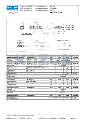 MK11-1C90G-500W_DE datasheet - (deutsch) MK Reed Sensor