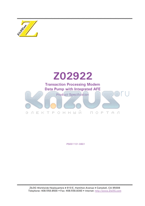 Z0292212VSCR3796TR datasheet - Transaction Processing Modem Data Pump with Integrated AFE