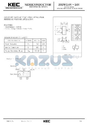 Z02W13V datasheet - ZENER DIODE SILICON EPITAXIAL PLANAR DIODE (CONSTANT VOLTAGE REGULATION, REFERENCE VOLTAGE)