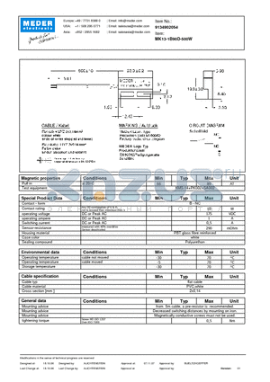 MK13-1B90D-500W datasheet - MK Reed Sensors