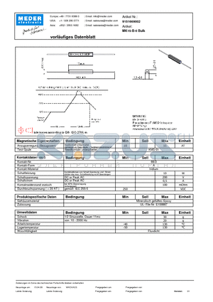 MK15-B-0_DE datasheet - (deutsch) MK Reed Sensor