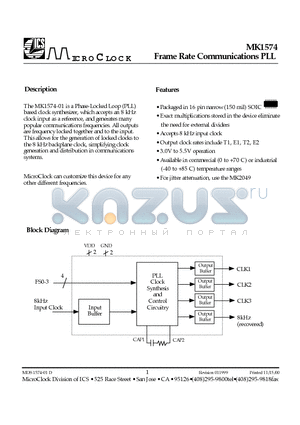 MK1574 datasheet - Frame Rate Communications PLL