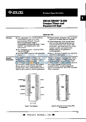 Z0803606CEA datasheet - Counter/Timer and Parallel I/O Unit