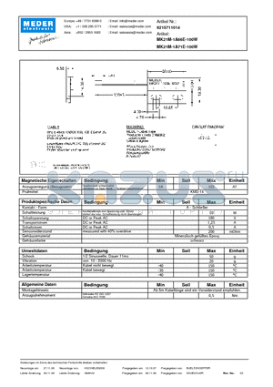 MK21M-1A71E-100W_DE datasheet - (deutsch) MK Reed Sensor