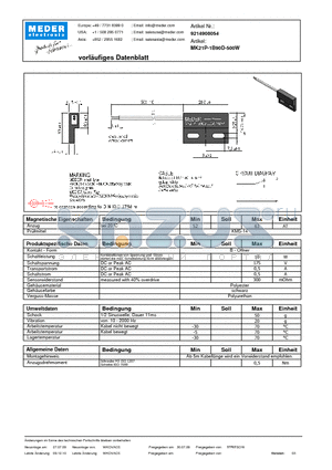 MK21P-1B90D-500W_DE datasheet - (deutsch) MK Reed Sensor
