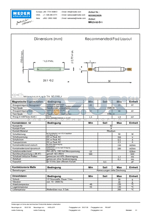 MK23-52-D-1_DE datasheet - (deutsch) MK Reed Sensor