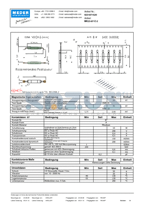 MK23-87-C-2_DE datasheet - (deutsch) MK Reed Sensor