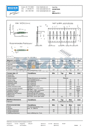 MK23-87-E-1 datasheet - MK Reed Sensor