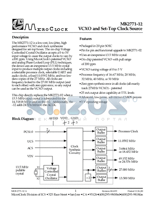 MK2771-12 datasheet - VCXO and Set-Top Clock Source