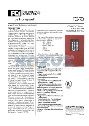 LCD-FC73 datasheet - Fire Alarm Control Panel