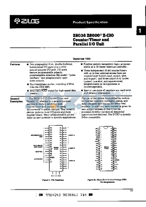 Z0803606QEA datasheet - Counter/Timer and Parallel I/O Unit