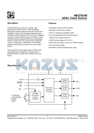 MK3732-08R datasheet - ADSL Clock Source