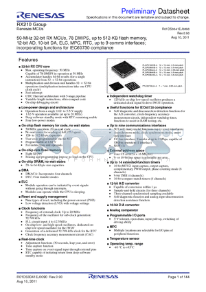 R5F52106ADFF datasheet - Renesas MCUs