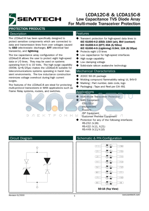 LCDA15C-8 datasheet - Low Capacitance TVS Diode Array For Multi-mode Transceiver Protection
