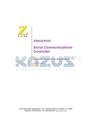 Z0853004PSG datasheet - Serial Communications Controller