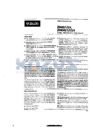 Z0844404 datasheet - SERIAL INPUT/OUTPUT CONTROLLER