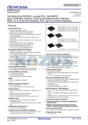 R5F5630ADDBG datasheet - Renesas MCUs