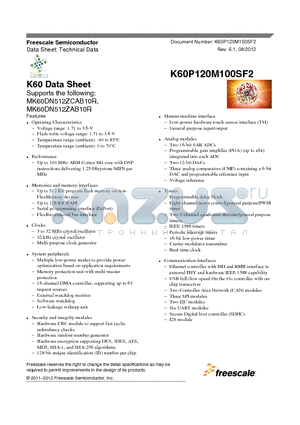 MK60DN512ZAB10R datasheet - K60 Data Sheet