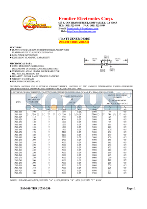 Z10-220 datasheet - 1 WATT ZENER DIODE