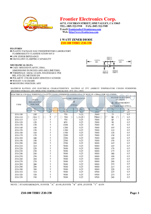 Z10-250 datasheet - 1 WATT ZENER DIODE