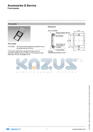 Z100.02A datasheet - Accessories & Service