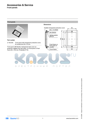 Z100.03A datasheet - Accessories & Service