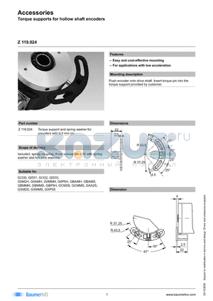 Z119.024 datasheet - Accessories Torque supports for hollow shaft encoders
