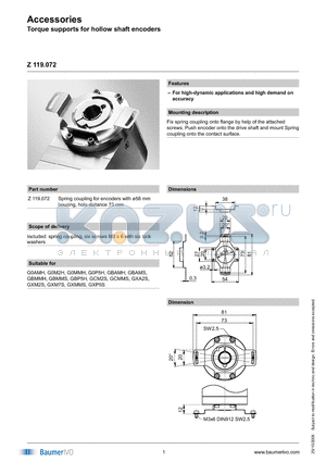 Z119.072 datasheet - Accessories Torque supports for hollow shaft encoders