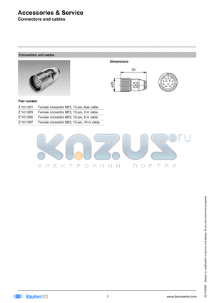 Z141.003 datasheet - Accessories & Service