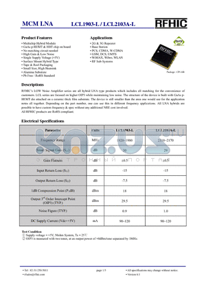 LCL1903-L datasheet - MCM LNA