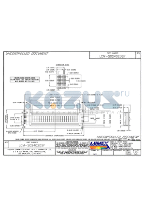 LCM-S02402DSF datasheet - 5.55mm CHARACTER HEIGHT, 24x2 CHARACTER LCD