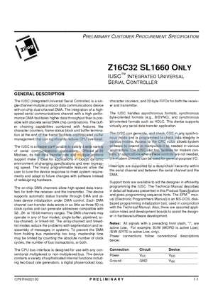Z16C32 datasheet - IUSC INTEGRATED UNIVERSAL SERIAL CONTROLLER