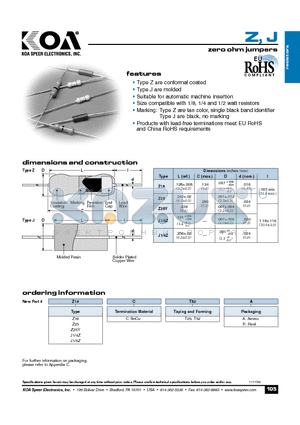 Z16CT52A datasheet - zero ohm jumpers