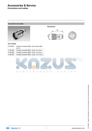 Z182.005 datasheet - Accessories & Service