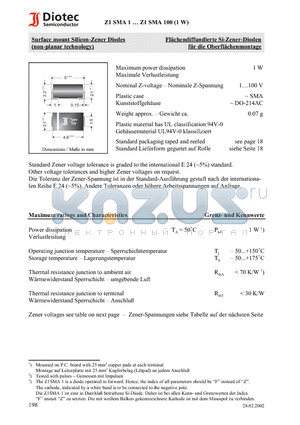 Z1SMA16 datasheet - Surface mount Silicon-Zener Diodes (non-planar technology)