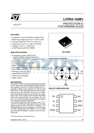 LCP02-150B1RL datasheet - PROTECTION IC FOR RINGING SLICS