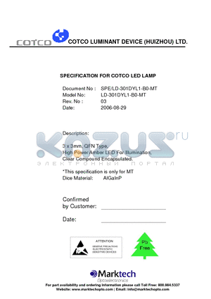 LD-301DYL1-B0-MT datasheet - SPECIFICATION FOR COTCO LED LAMP