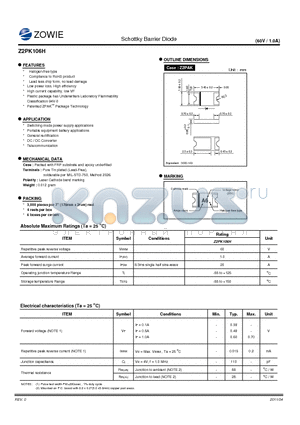 Z2PK106H datasheet - Schottky Barrier Diode