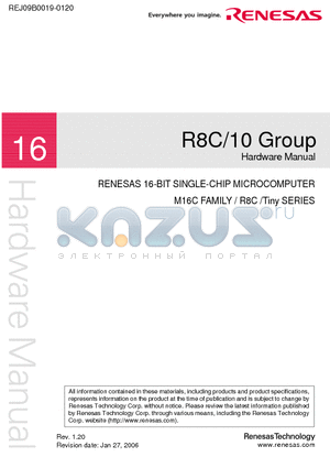 R8C datasheet - RENESAS 16-BIT SINGLE-CHIP MICROCOMPUTER