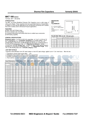 MKT100_1 datasheet - Sharma Film Capacitors