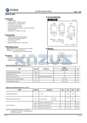 Z3PK10150H datasheet - Schottky Barrier Diode