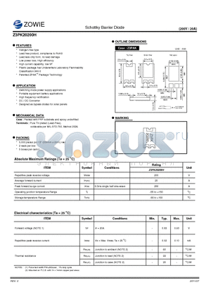 Z3PK20200H datasheet - Schottky Barrier Diode
