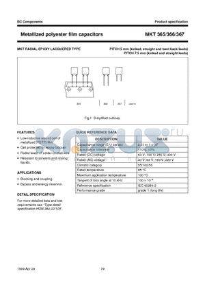 MKT366 datasheet - Metallized polyester film capacitors