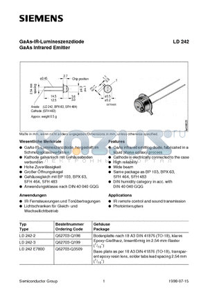 LD242 datasheet - GaAs Infrared Emitter